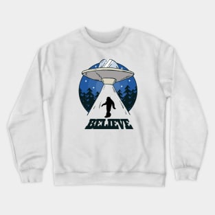 Bigfoot UFO Believe Conspiracy Theory Crewneck Sweatshirt